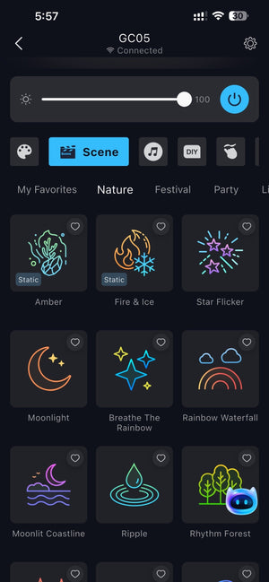 G&D SMART lighting App scene library example for permanent lighting control